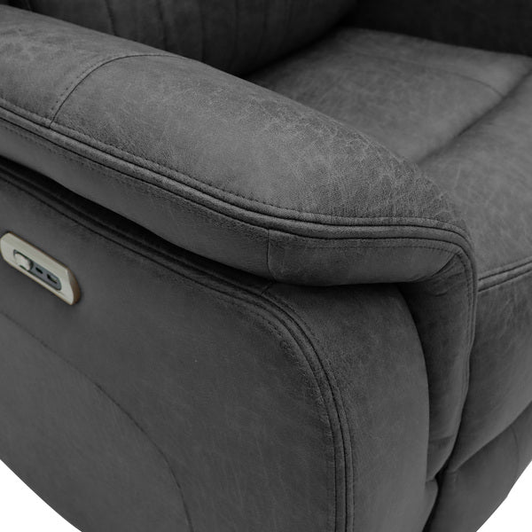Darlington electric recliner corner sofa in grey, seat cushion detail