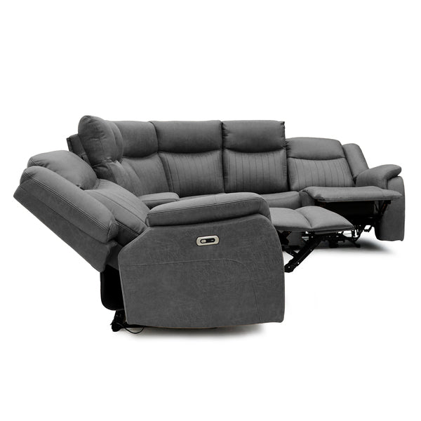 Darlington electric recliner corner sofa in grey, side upright