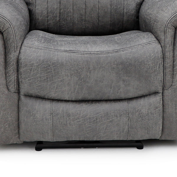Darlington manual recliner armchair in grey, front seat and base detail