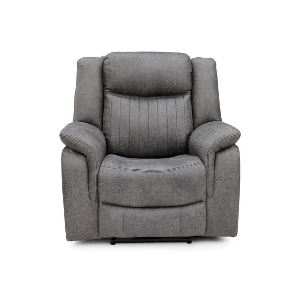 Darlington manual recliner armchair in grey, front upright
