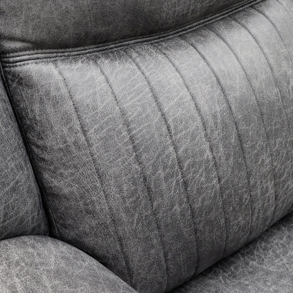 Darlington manual recliner armchair in grey, stitched backrest detail