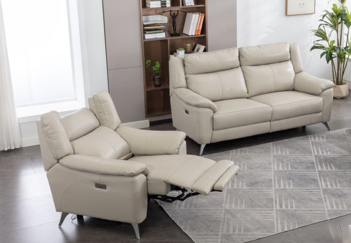 Peru 3+1+1 Electric Suite - Ivory Leather