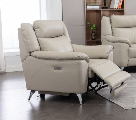 Peru 1 Seater Electric Recliner- Ivory Leather