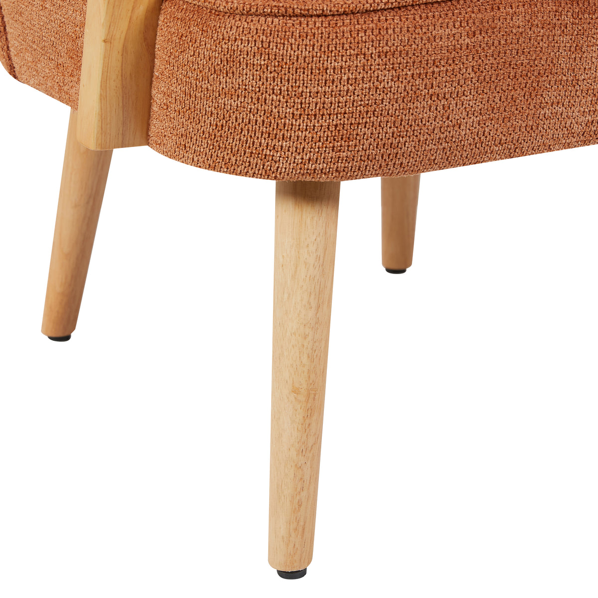 Eliza Accent Chair in Copper, upholstered seat and tapered leg detail