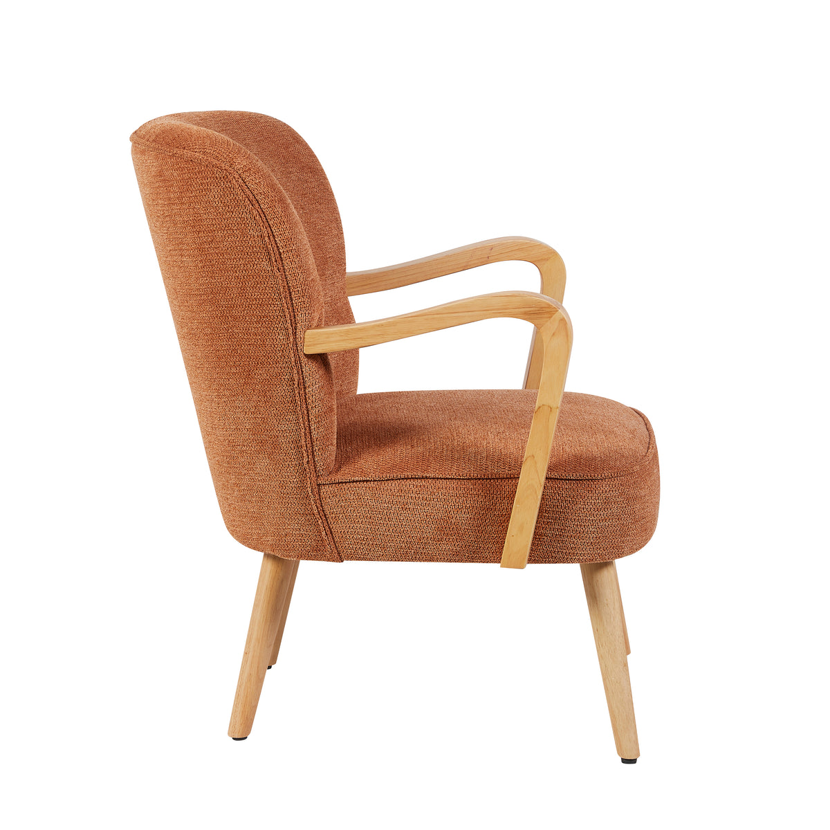 Eliza Accent Chair in Copper, accent chair side view