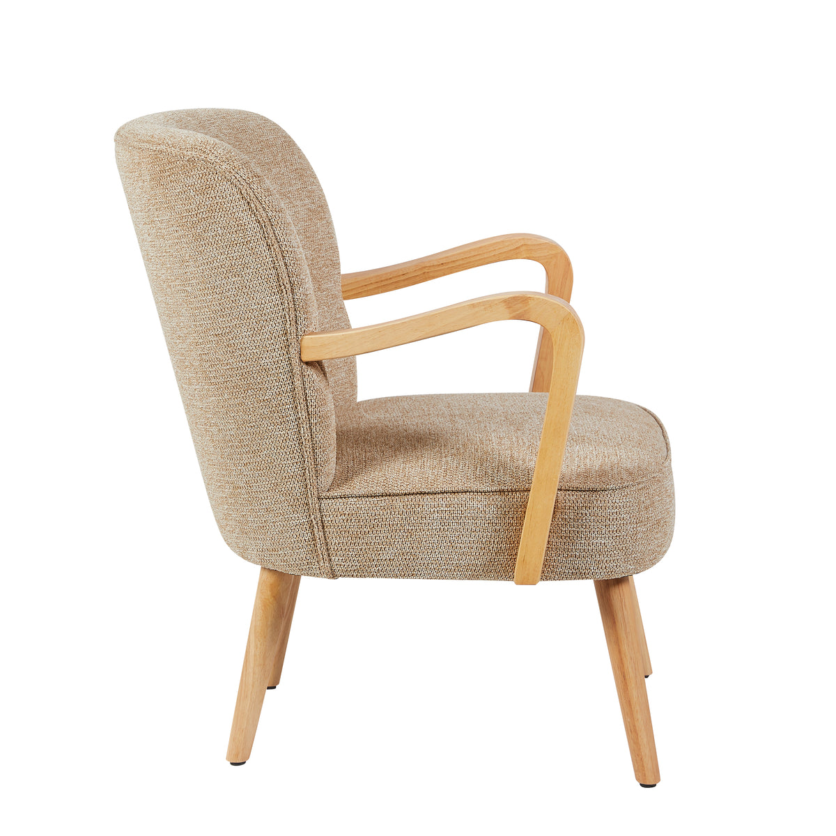 Eliza Accent Chair in Oatmeal, accent chair side view