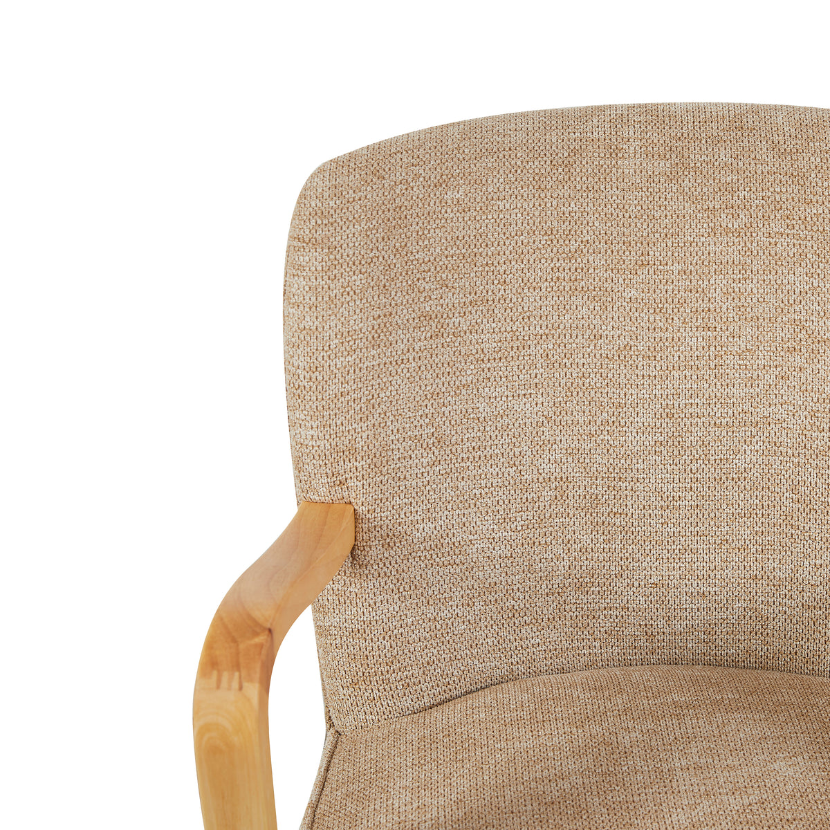 Eliza Accent Chair in Oatmeal, textured upholstery and curved back detail