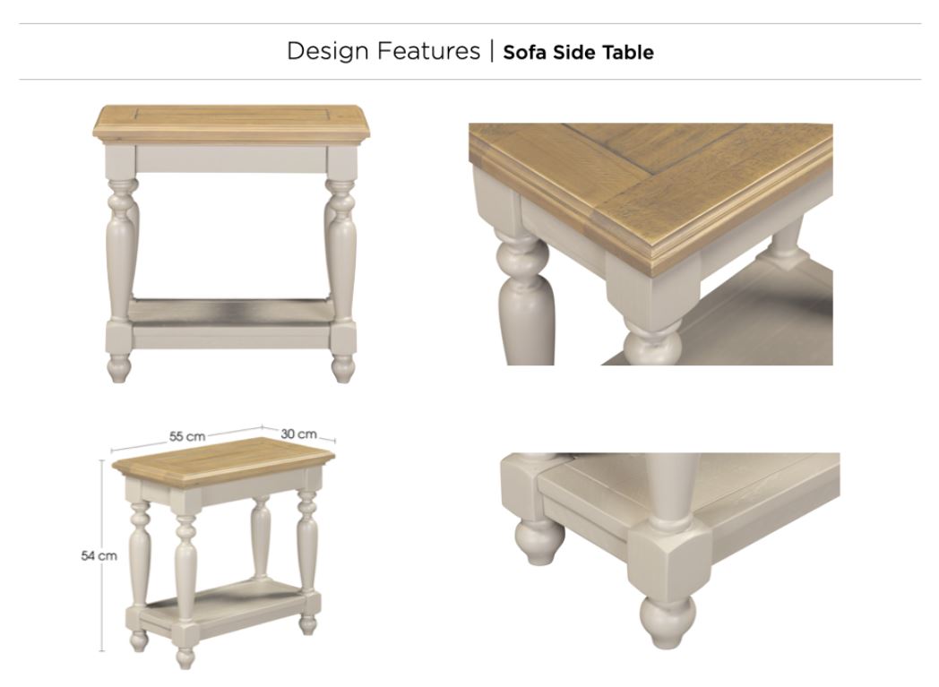 Chateau Pine Sofa Side Table- Grey