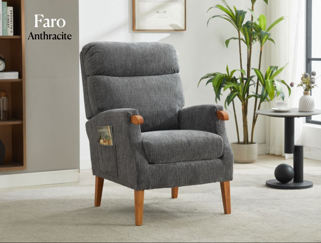 Faro Fireside Fabric Armchair - Anthracite