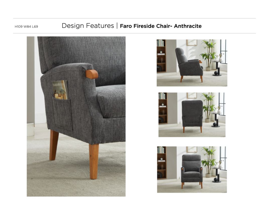 Faro Fireside Fabric Armchair - Anthracite