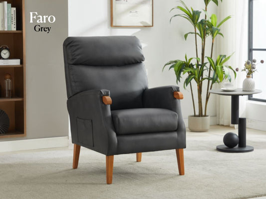 Faro Fireside PU Leather Armchair - Grey