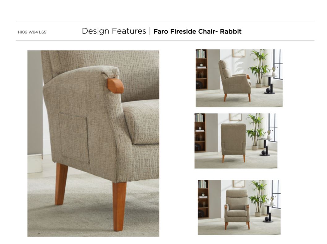 Faro Fireside Fabric Armchair - Rabbit 
