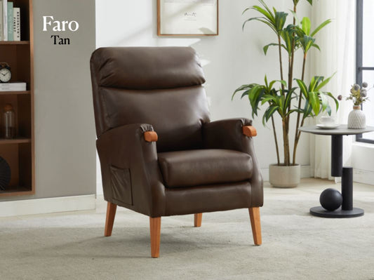 Faro Fireside PU Leather Armchair - Tan