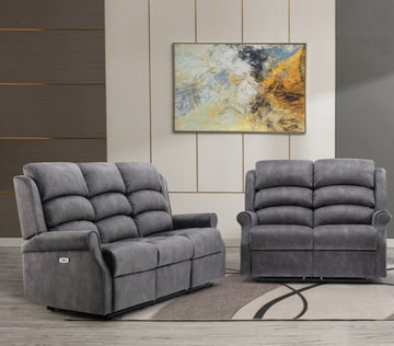 Penrith 3+2 Electric Recliner Sofa Suite- Grey (Fabric)