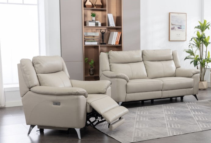 Peru 3+1+1 Electric Suite - Ivory Leather