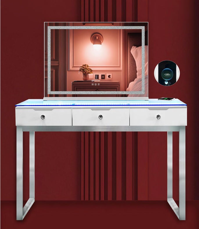 Glam 3 Drawer Vanity Table with Rainbow Led Lights