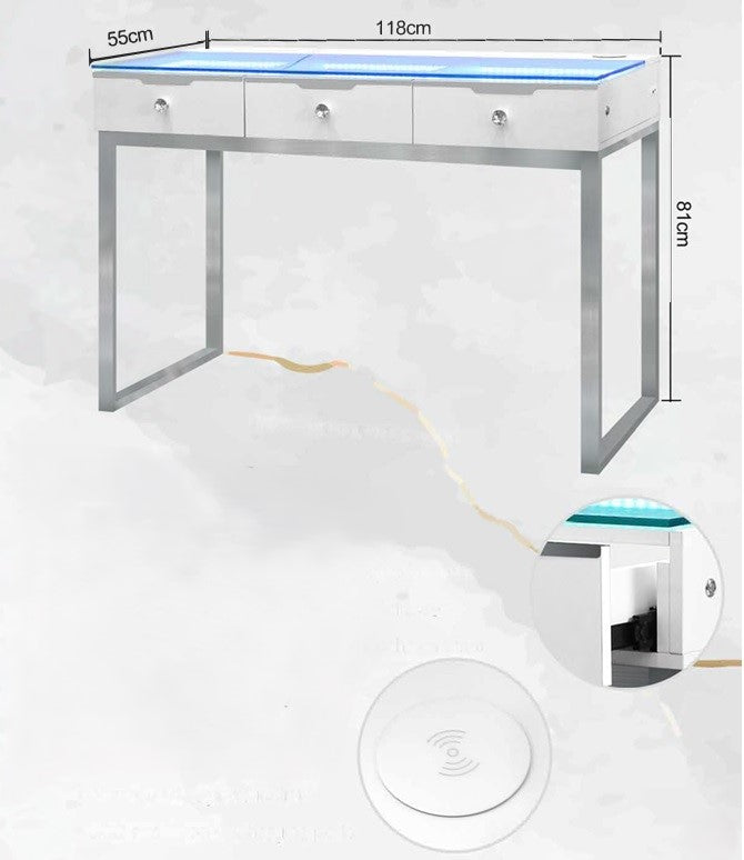 Glam 3 Drawer Vanity Table with Rainbow Led Lights