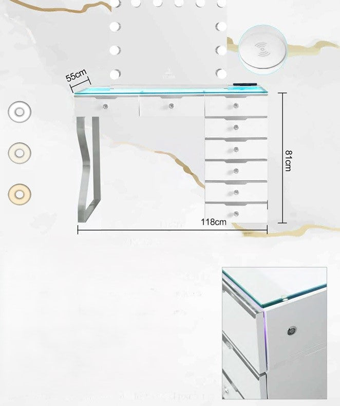 Glam 8 Drawer Vanity Table