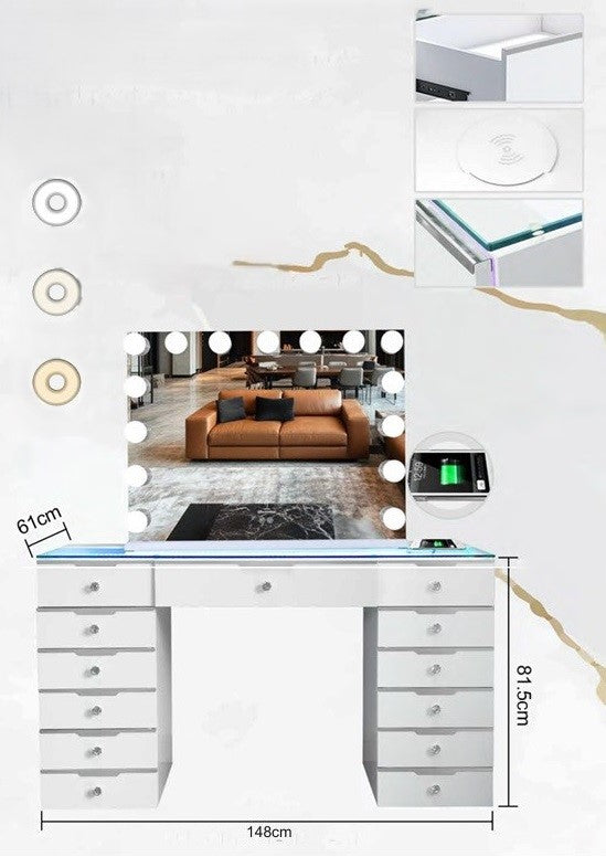 13 Drawer Glam Empire Vanity Table