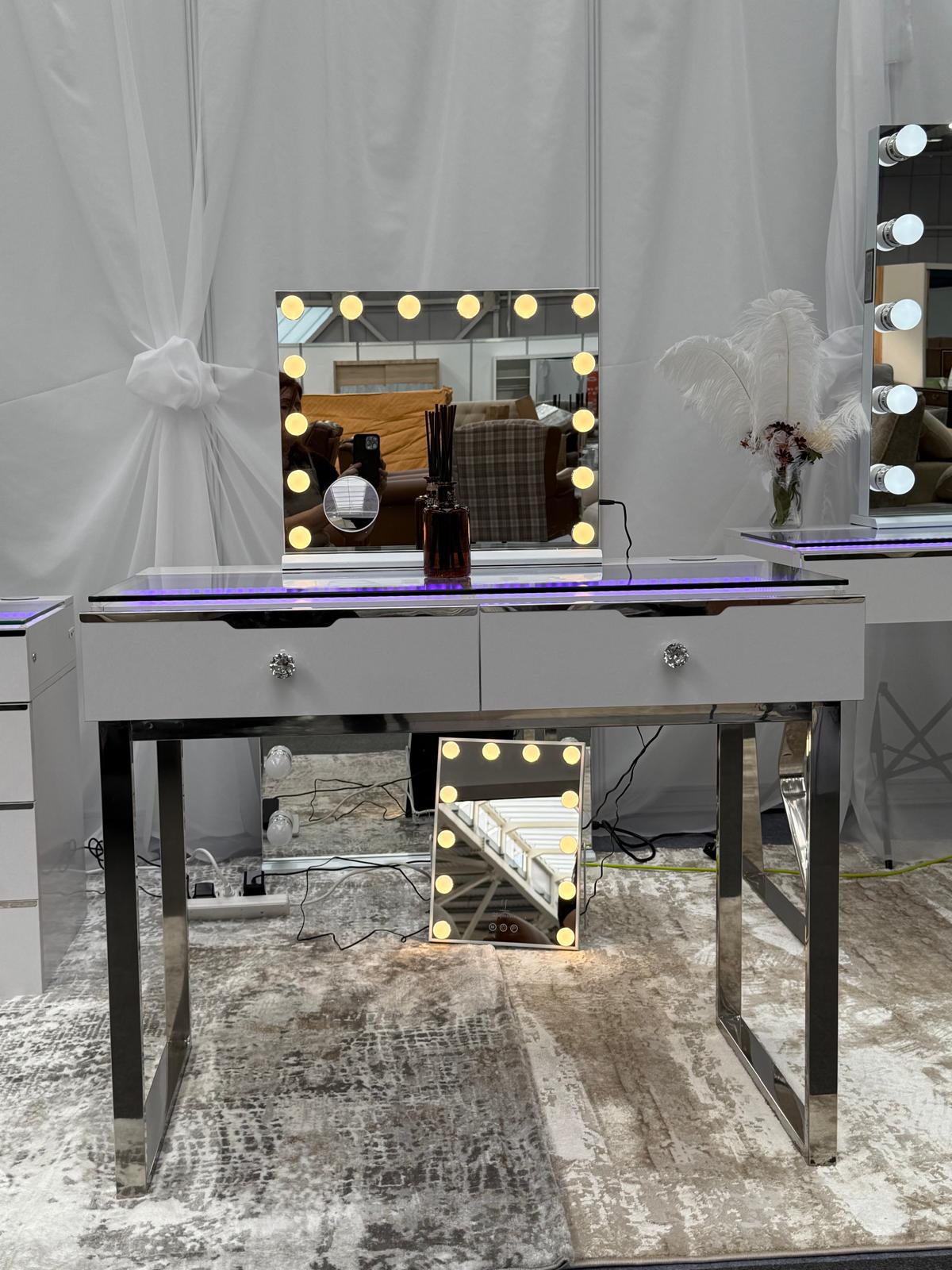 Glam 2 Drawer Vanity Table with Rainbow Led Lights