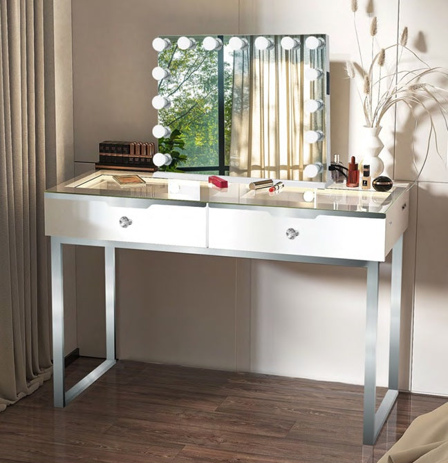 Glam 2 Drawer Vanity Table with Rainbow Led Lights