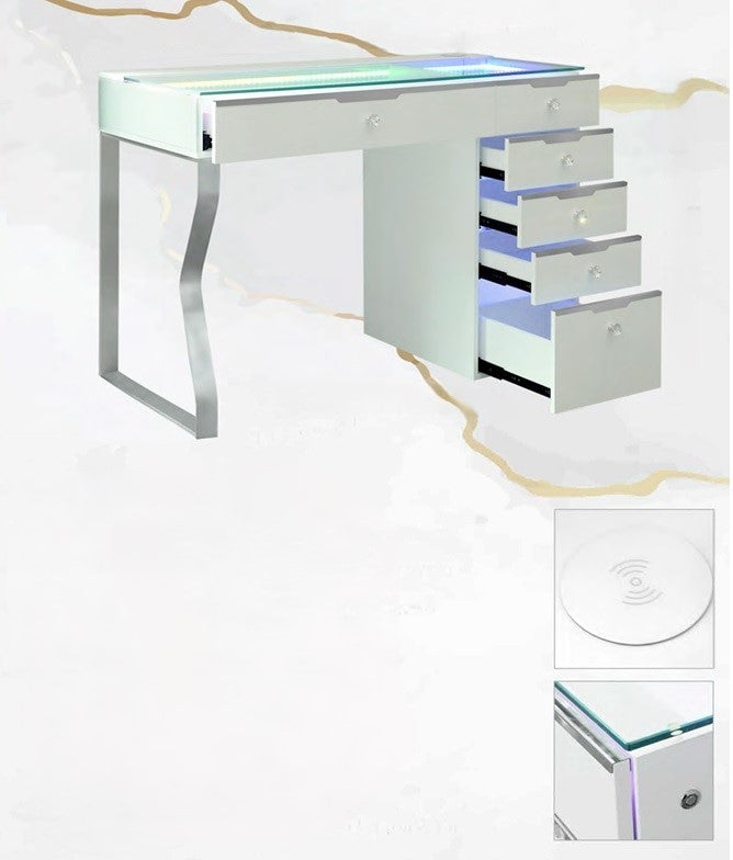 Glam 6 Drawer Vanity Table with Rainbow LED Lights
