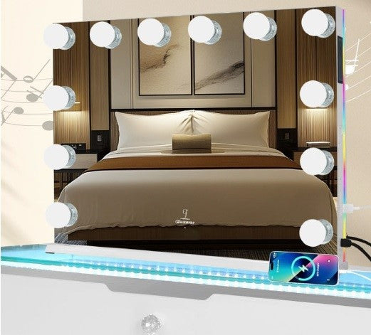 Glam Landscape Hollywood Makeup Mirror with Bluetooth