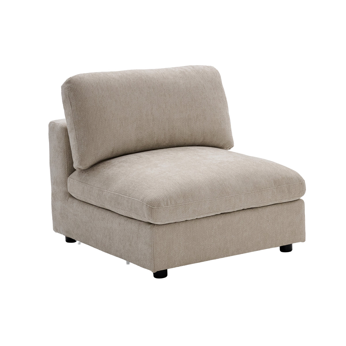 Haven Biscuit fabric front angled view of armless chair