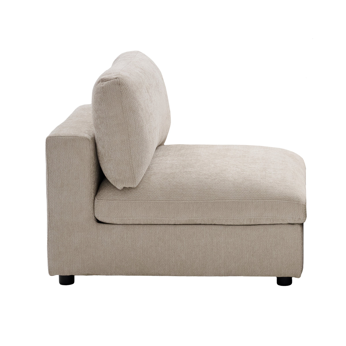 Haven Biscuit fabric side view of armless chair