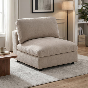 Haven Biscuit fabric armless chair room view