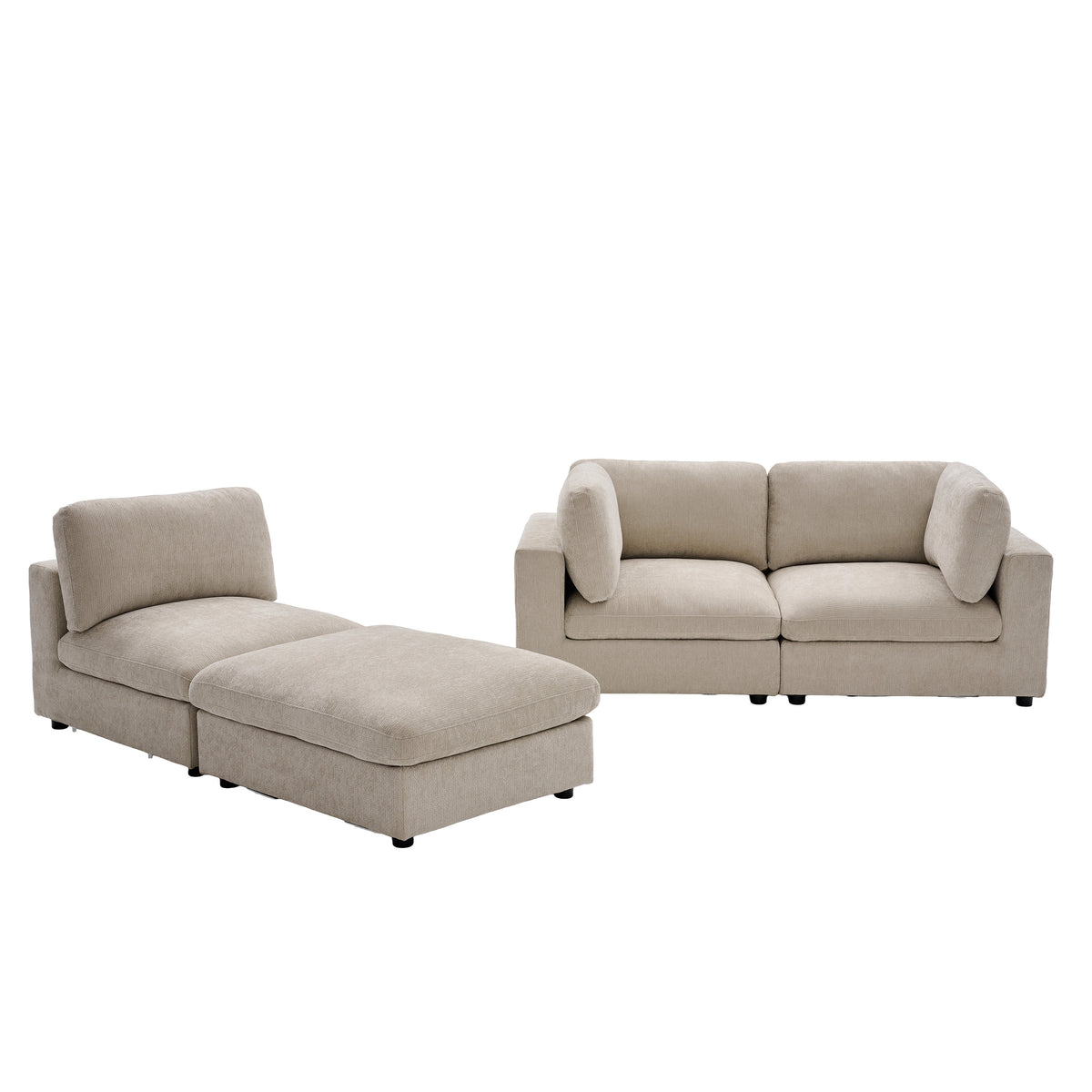Haven Biscuit fabric separated modules and footstool layout