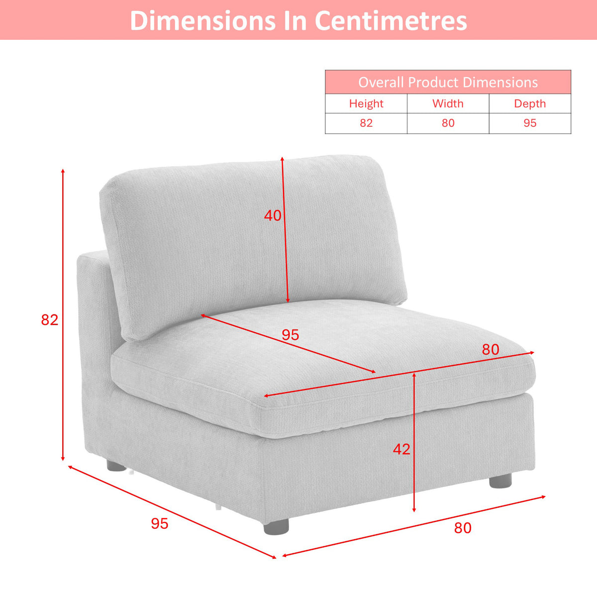 Haven armless chair dimension diagram