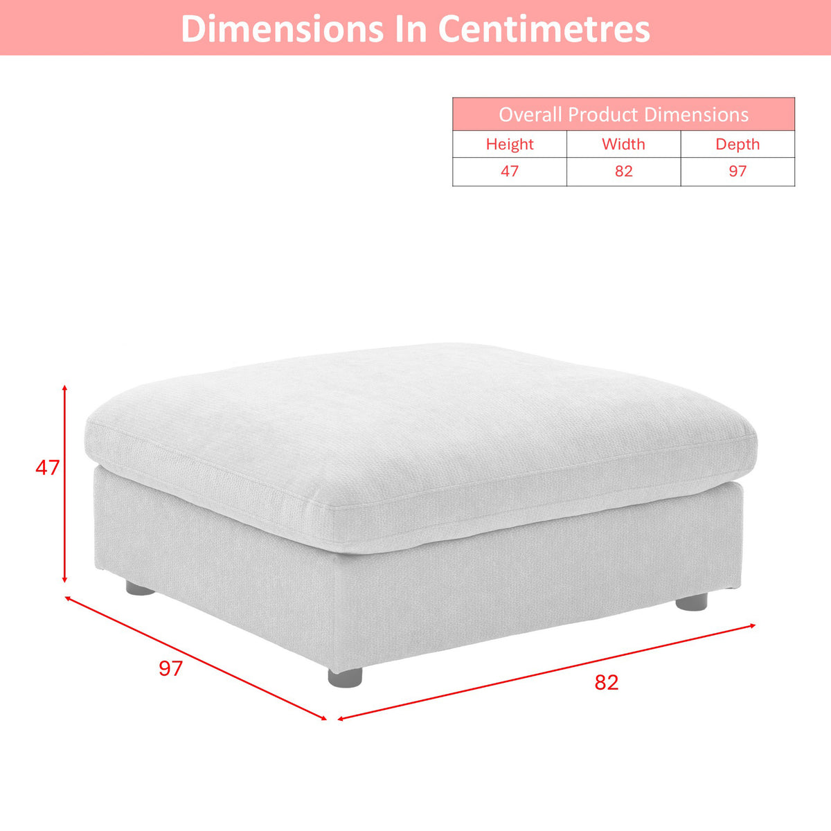 Haven footstool dimension diagram