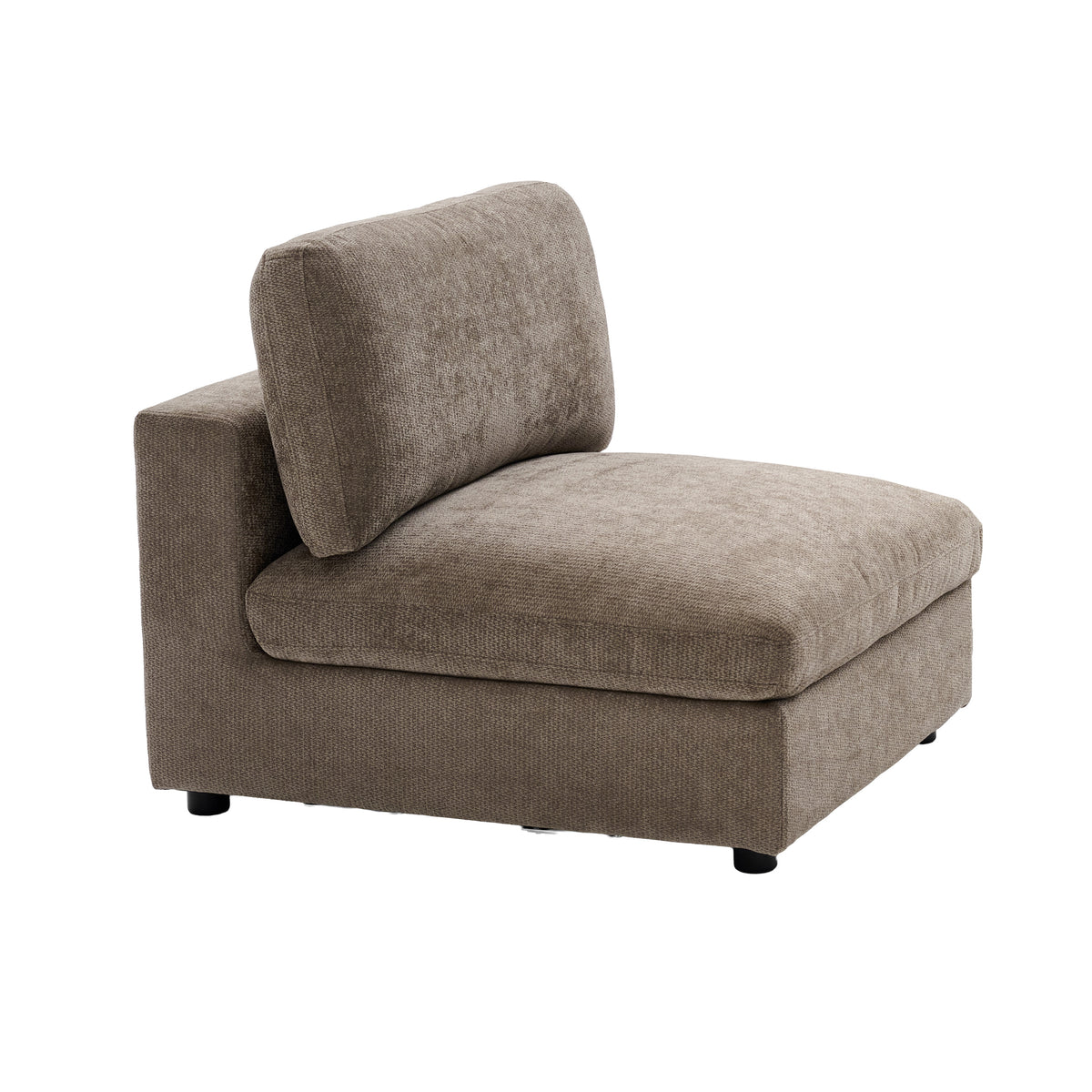 Haven Hazelnut fabric side view of armless chair
