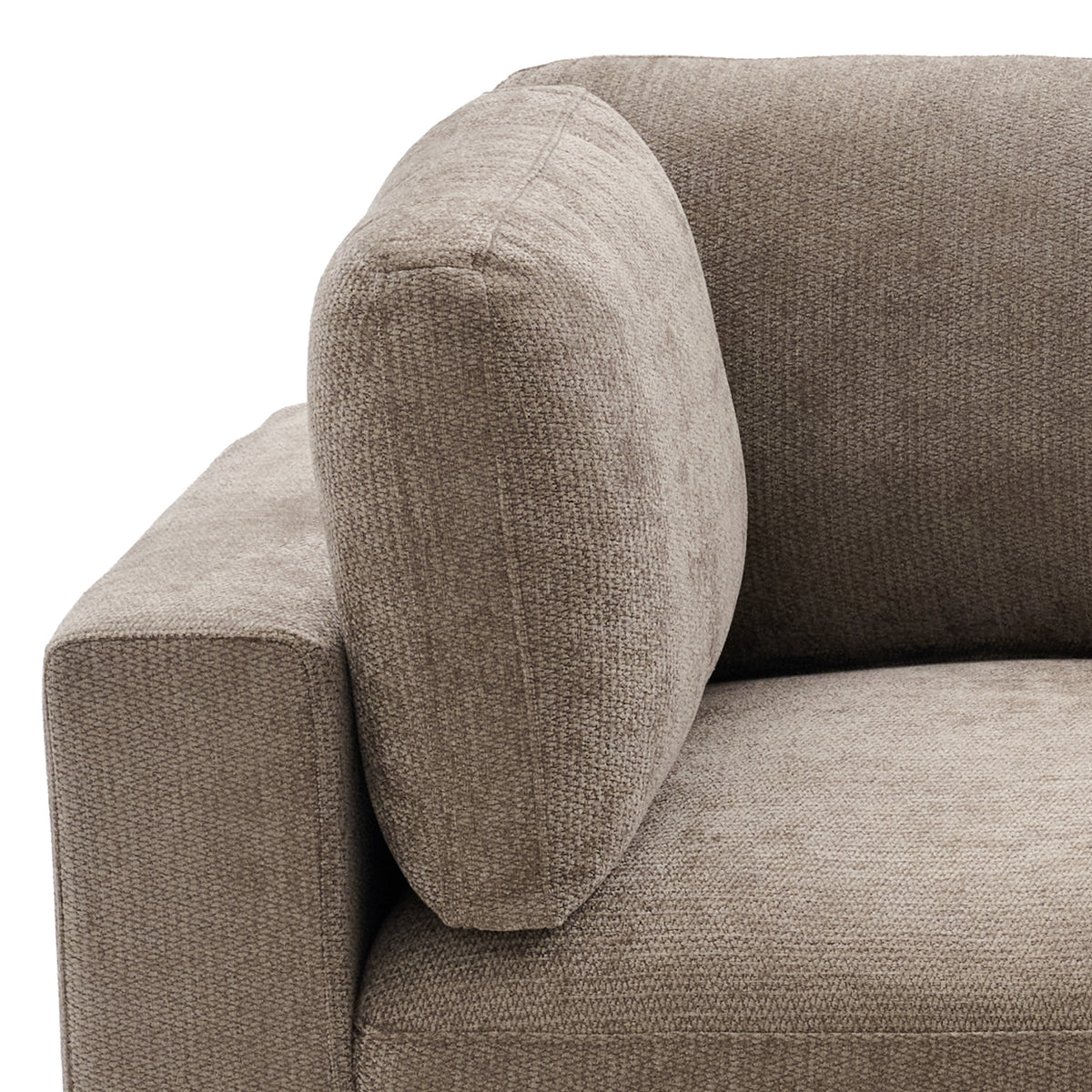Haven Hazelnut fabric side-cushion detail