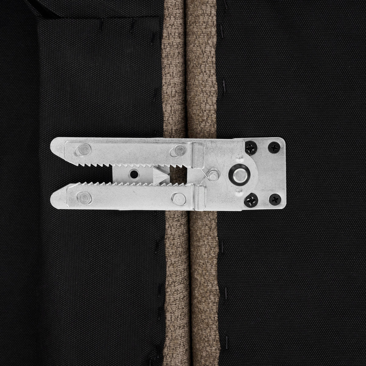 Haven Hazelnut fabric interlocking bracket detail