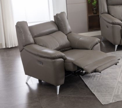 Peru 1 Seater Electric Recliner- Steel Grey Leather