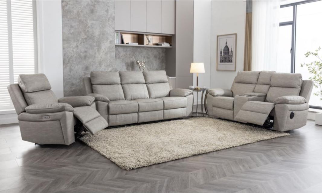 Huntington 3+1+1 Electric Sofa Suite - Silver Grey