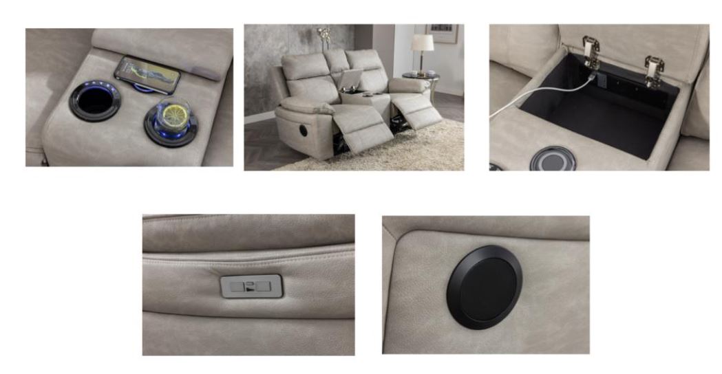 Huntington 2 Seater Electric Sofa - Silver Grey