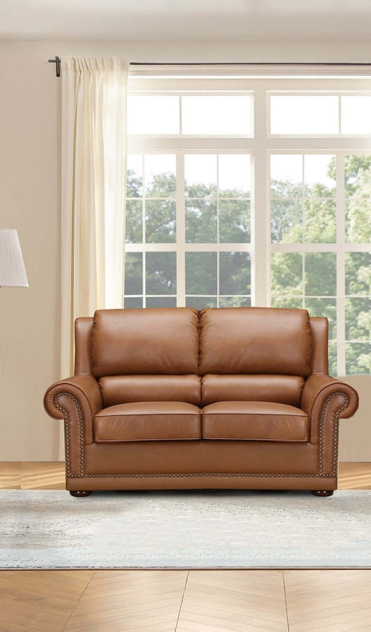 Imperial Fixed 2 Seater Leather Sofa- Brown