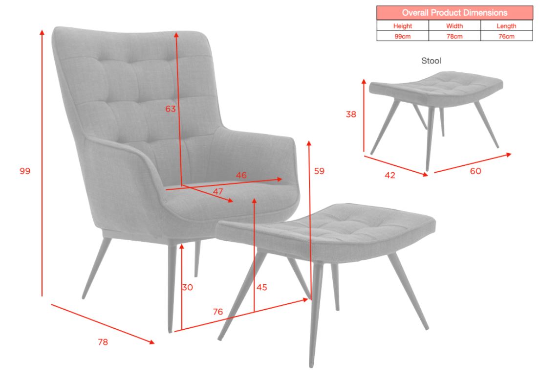 Katelyn Accent Chair with Stool - Mulberry