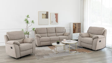 Nordic 3+1+1 Recliner Sofa Suite- Dune (Fabric)