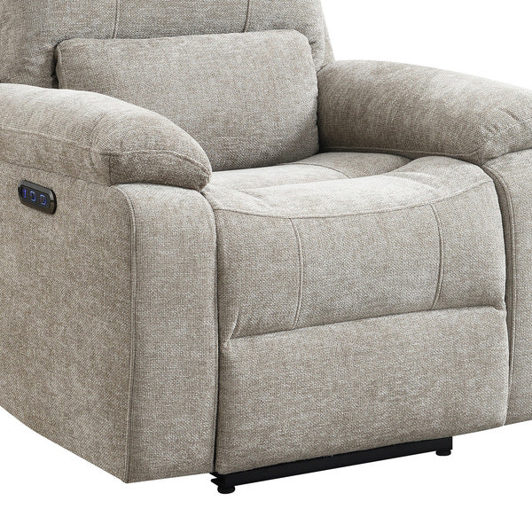 Knightsbridge electric recliner armchair in fossil, fabric texture close up