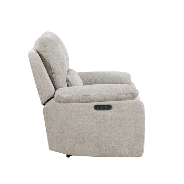 Knightsbridge electric recliner armchair in fossil, rear view