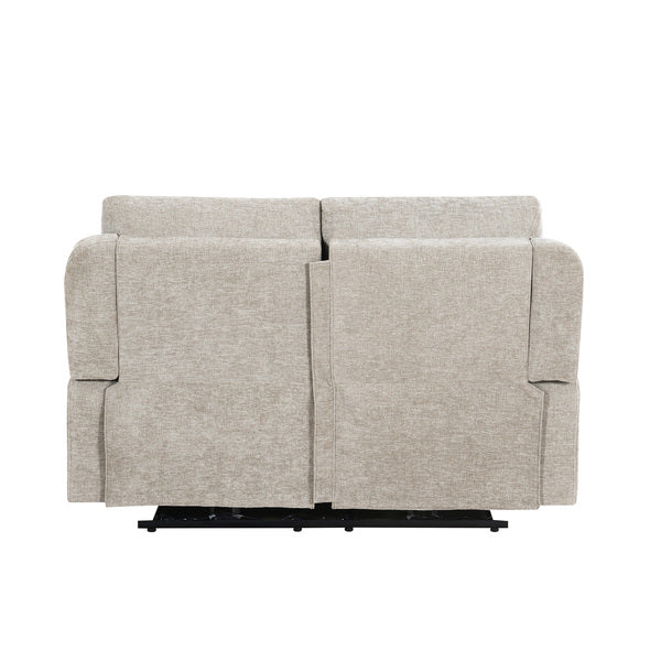 Knightsbridge 2 seater electric recliner sofa in fossil, back cushion and arm detail