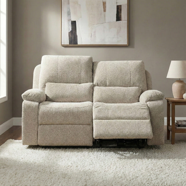 Knightsbridge 2 seater electric recliner sofa in fossil, living room front sofa