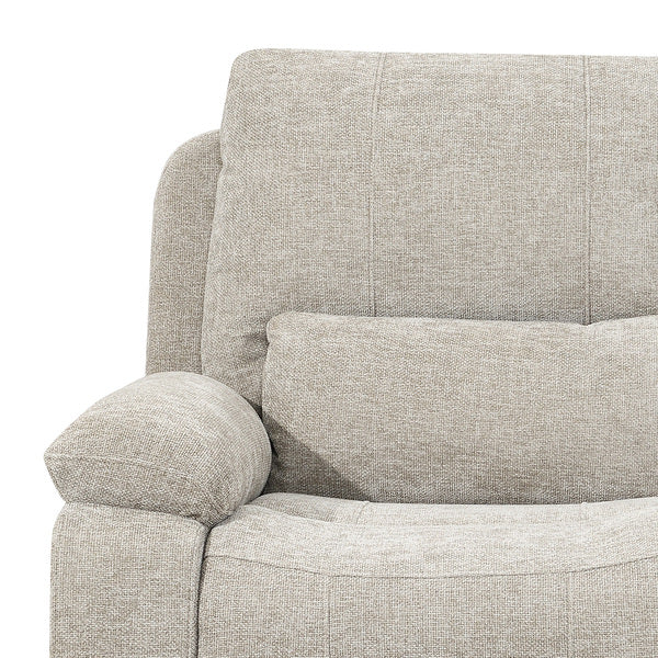 Knightsbridge 3+1+1 electric recliner suite in Fossil, back cushion and arm detail