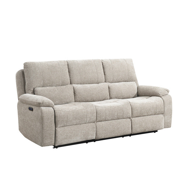 Knightsbridge 3+1+1 electric recliner suite in Fossil, three seater sofa front angle