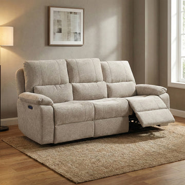 Knightsbridge 3 seater electric recliner sofa in fossil, living room reclined sofa