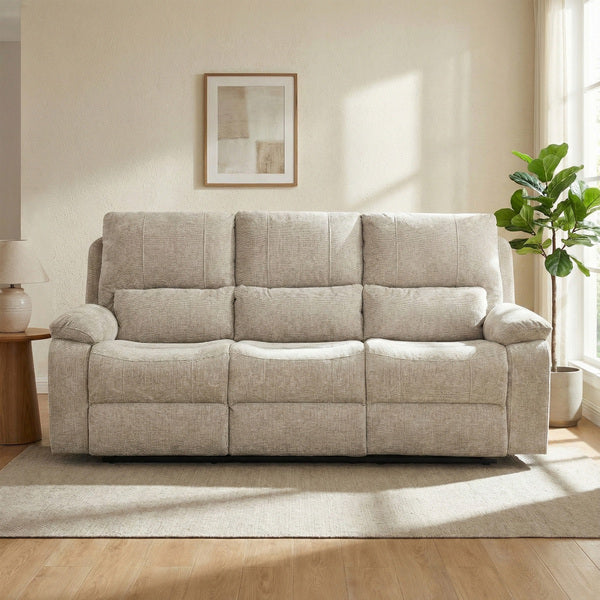 Knightsbridge 3 seater electric recliner sofa in fossil, living room upright sofa